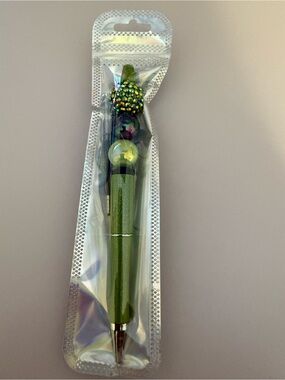 Sparkly Green Beaded Crystal Top Pen